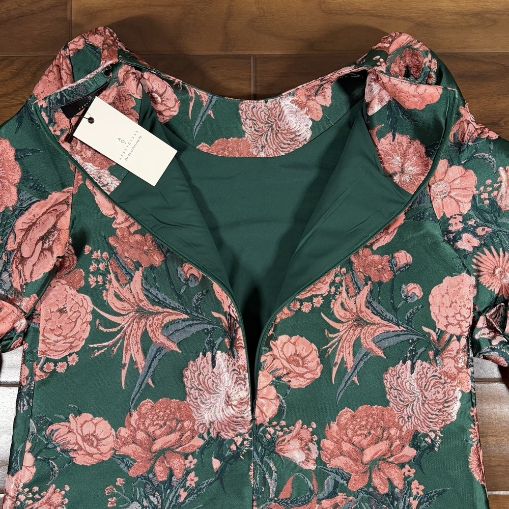 Abbey Glass Women's Size Medium Forest Floral Jacquard Bronwyn Midi Dress $325 - Picture 11 of 13
